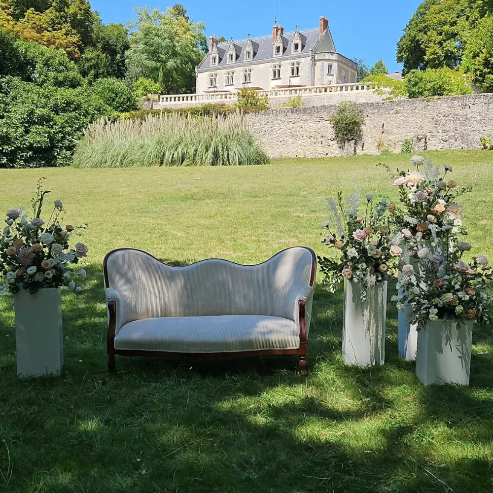 Banquette Louis Philippe velours côtelé écru