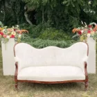 Banquette Louis Philippe velours côtelé écru