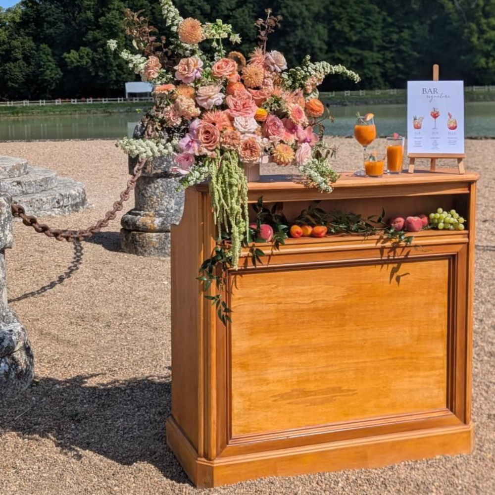 Bar vintage en bois miel