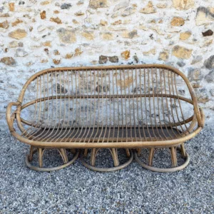 Banquette en rotin 3 places