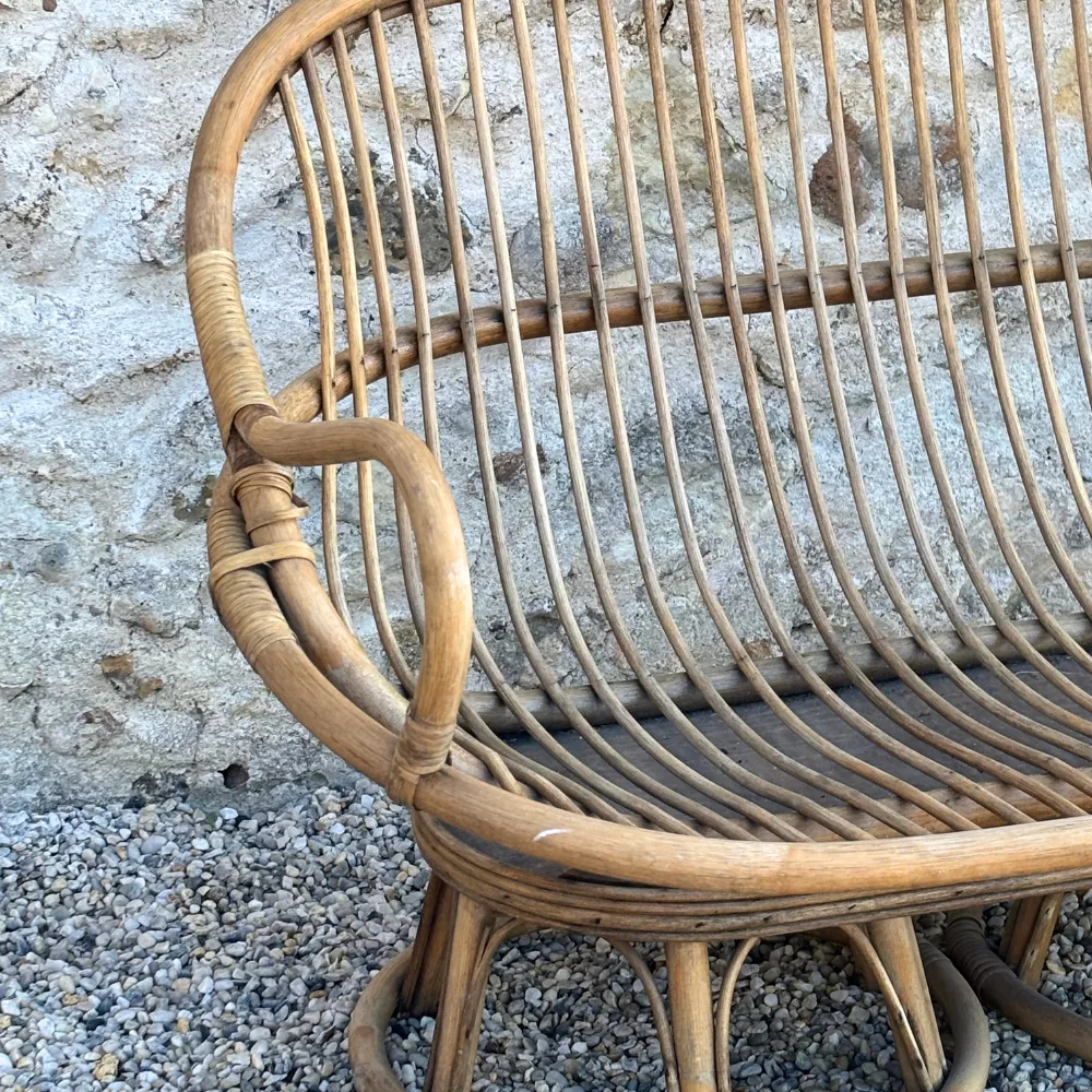 Banquette en rotin 3 places