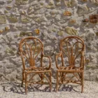 Chaises rotin foncé