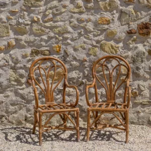 Chaises rotin foncé