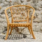 Fauteuil rotin bois vernis