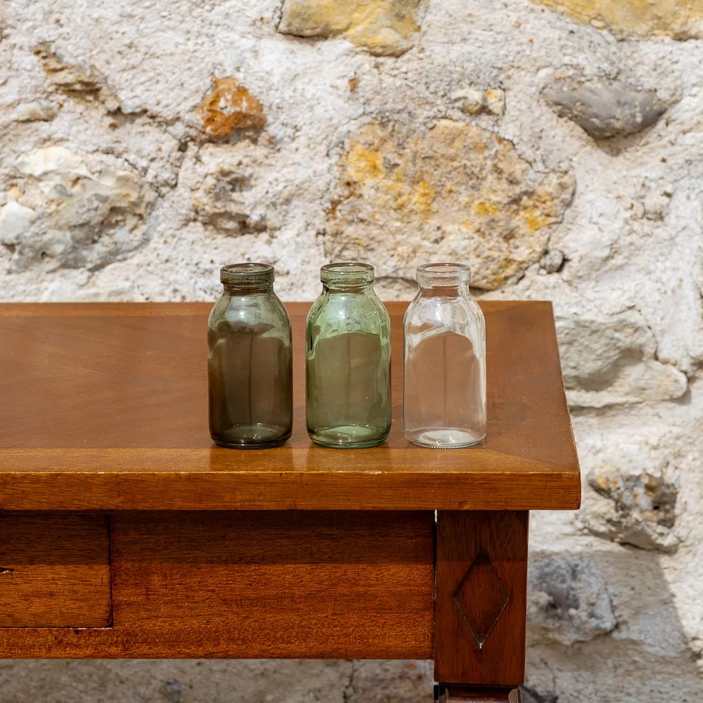 Flacons en verre petit - transparent vert clair et vert foncé