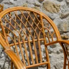 Grand fauteuil rotin bois vernis