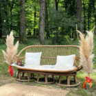 Grande banquette rotin vintage