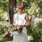Panier blanc bouquet
