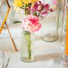 Soliflore cylindrique strié en verre transparent