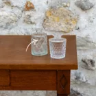 Soliflore en verre transparent motifs losanges mat