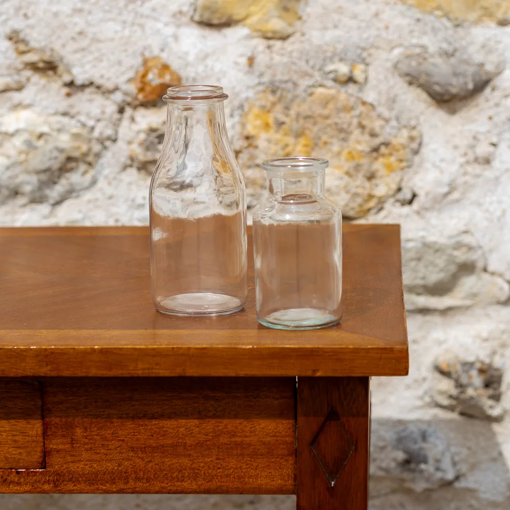 Soliflore en verre transparent type bouteille de lait et flacon en verre transparent moyen