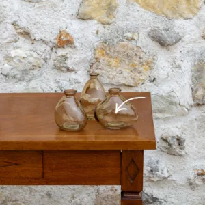 Soliflore plat verre soufflé beige doré