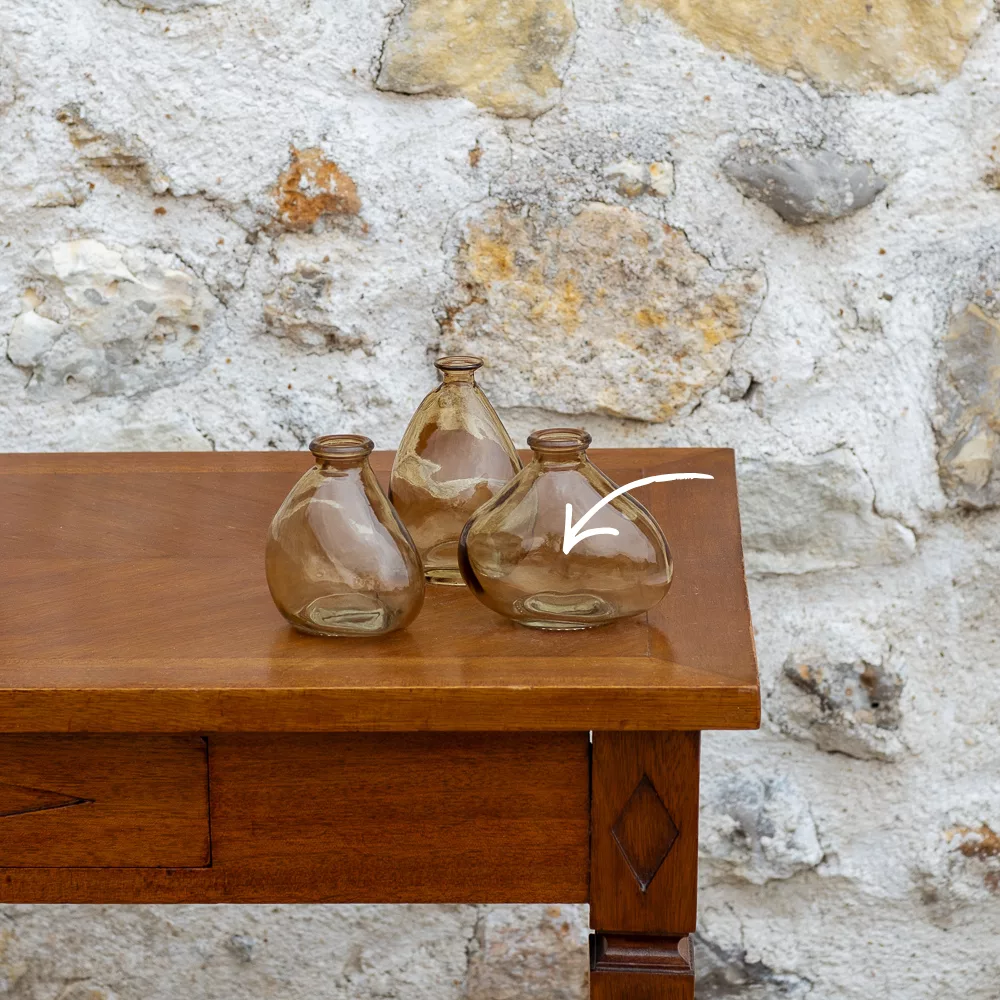 Soliflore plat verre soufflé beige doré Soliflore plat verre soufflé beige doré