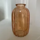 Soliflores en verre striés - pêche