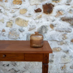 Vase cylindrique strié ambré