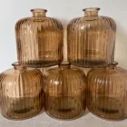Vase cylindrique strié ambré