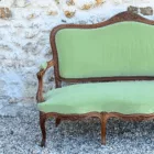 Banquette style Louis Philippe vintage verte