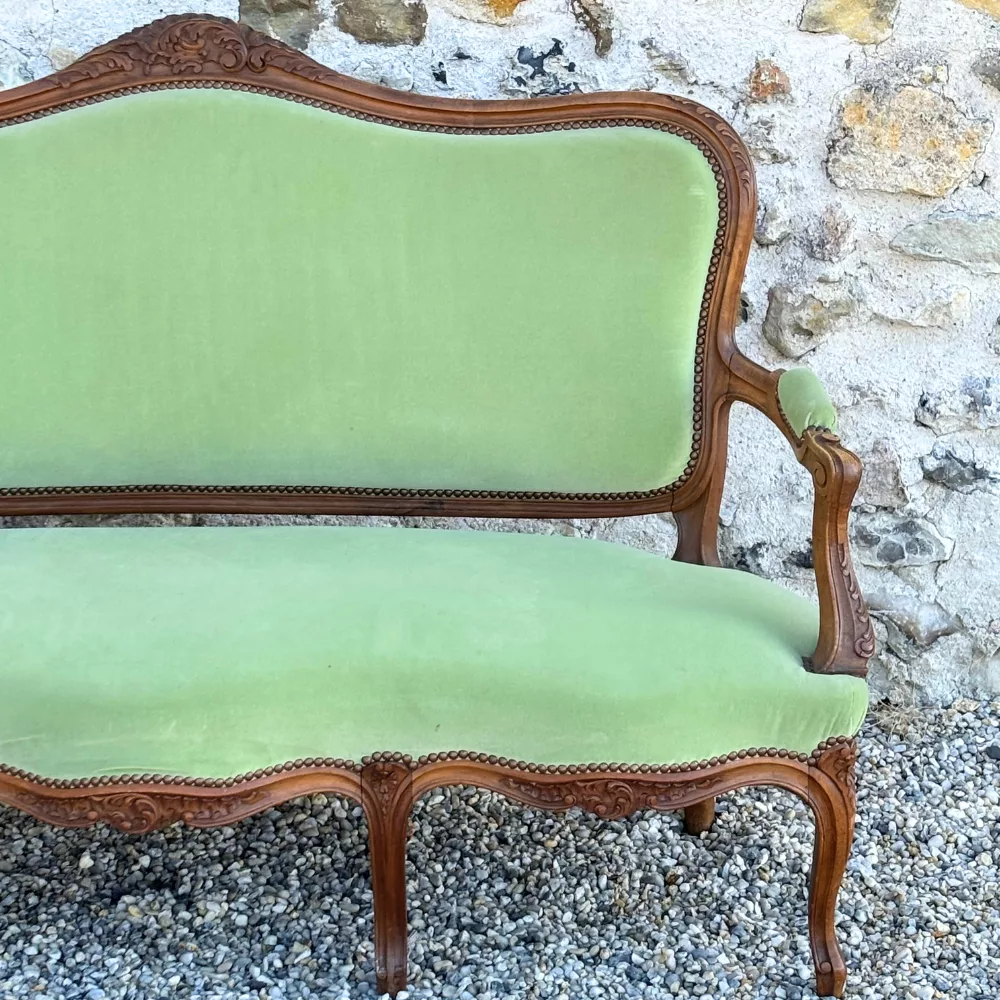 Banquette style Louis Philippe vintage verte