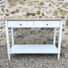 Console blanche et plateau bois naturel