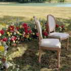 Duo de chaises médaillon lin écru