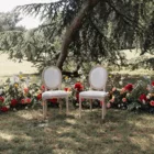 Duo de chaises médaillon lin écru