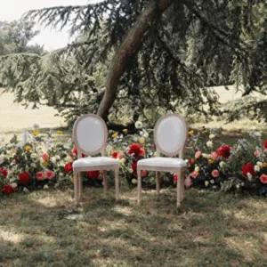 Duo de chaises médaillon lin écru