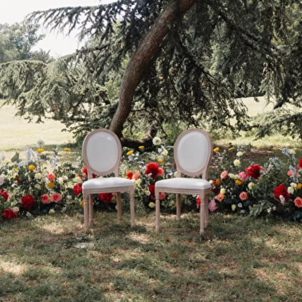 Duo de chaises médaillon lin écru