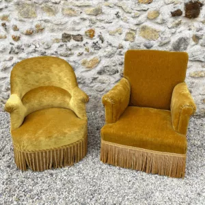 Grand fauteuil crapaud moutarde