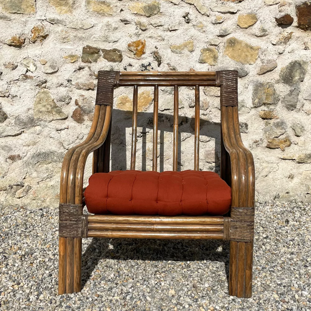 Fauteuil carré rotin