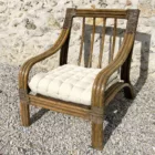 Fauteuil carré rotin écru