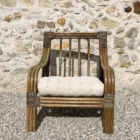 Fauteuil carré rotin écru