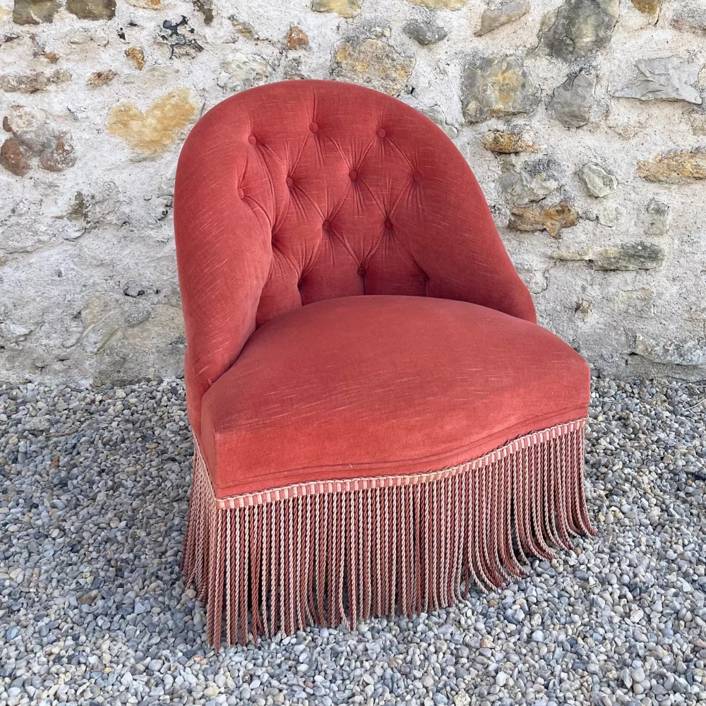 Fauteuil crapaud rose