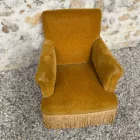 Grand fauteuil crapaud jaune moutarde
