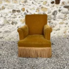 Grand fauteuil crapaud jaune moutarde