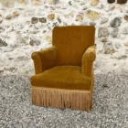 Grand fauteuil crapaud jaune moutarde