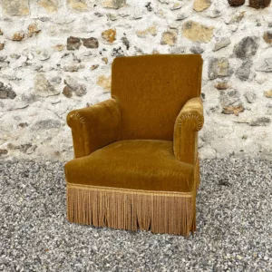 Grand fauteuil crapaud jaune moutarde