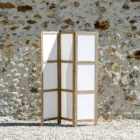 Paravent en bois et tissu lin