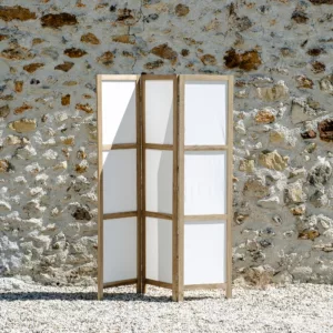 Paravent en bois et tissu lin