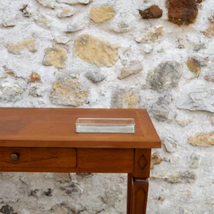 Plateau rectangulaire en verre et bords dorés
