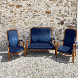 Salon Voltaire velours bleu