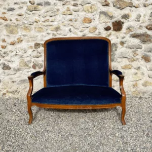 Banquette Voltaire velours bleu