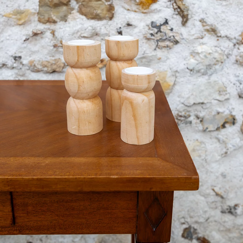 Bougeoirs bois naturel