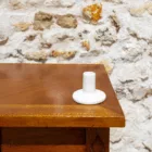 Bougeoir céramique blanc moucheté petit modèle