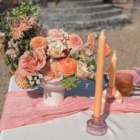 Bougeoir strié rose