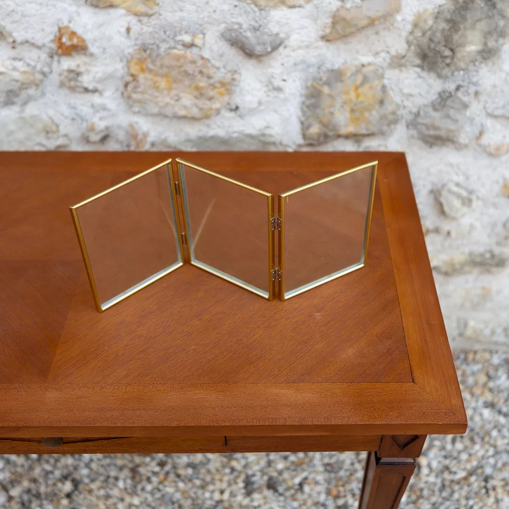 Cadre triptyque en verre et or