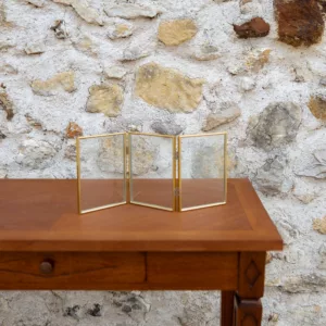 Cadre triptyque en verre et or