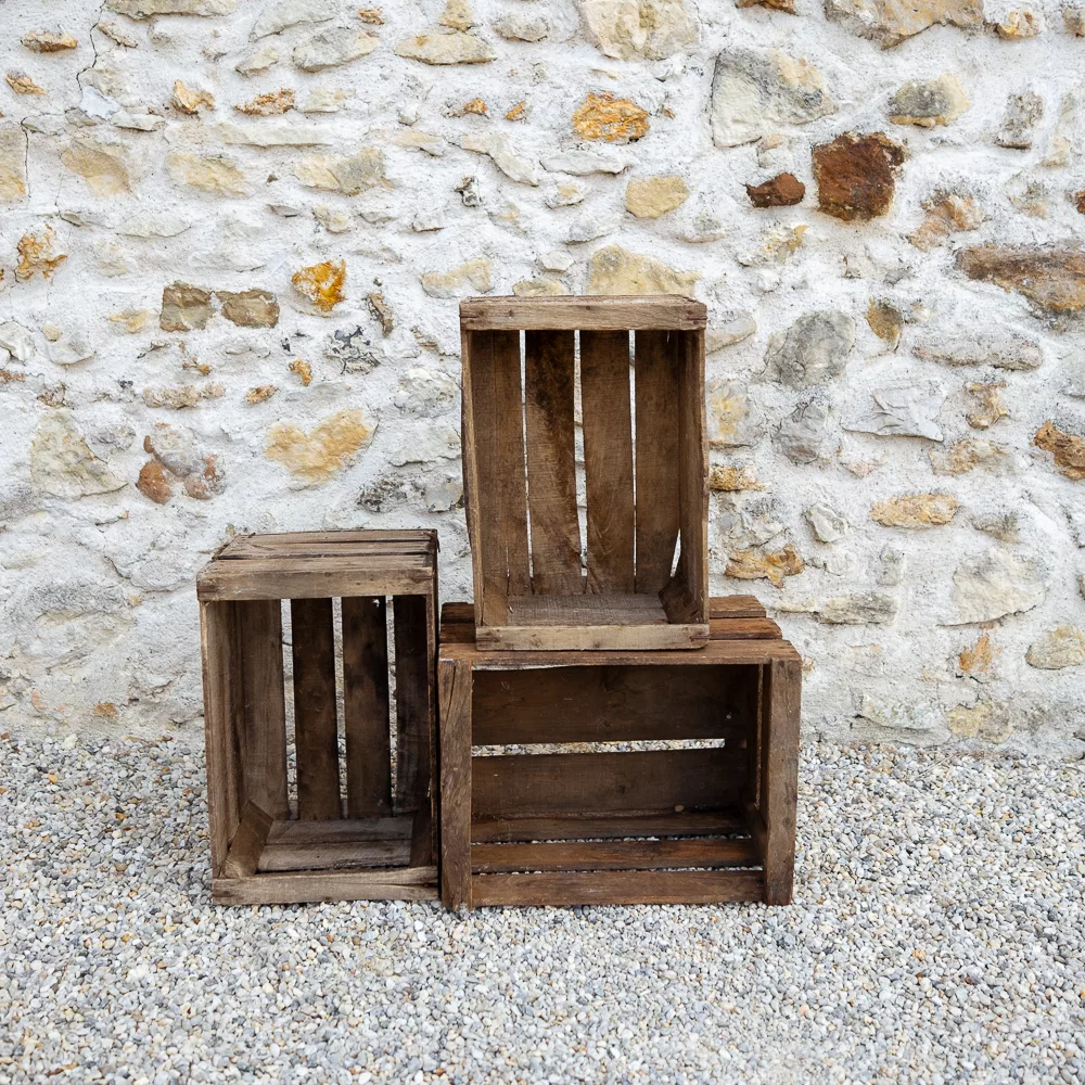 Caisses à pommes d'époque bois foncé