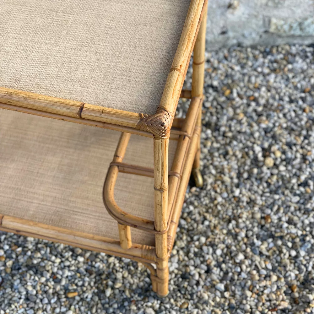 Desserte rotin et bambou vintage