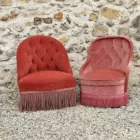 Duo de fauteuils crapaud rose