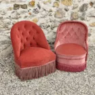 Duo de fauteuils crapaud rose
